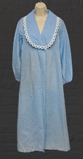 Vintage Sears Perma Prest Womens House Robe Blue Gingham Eyelet Size 34 24701