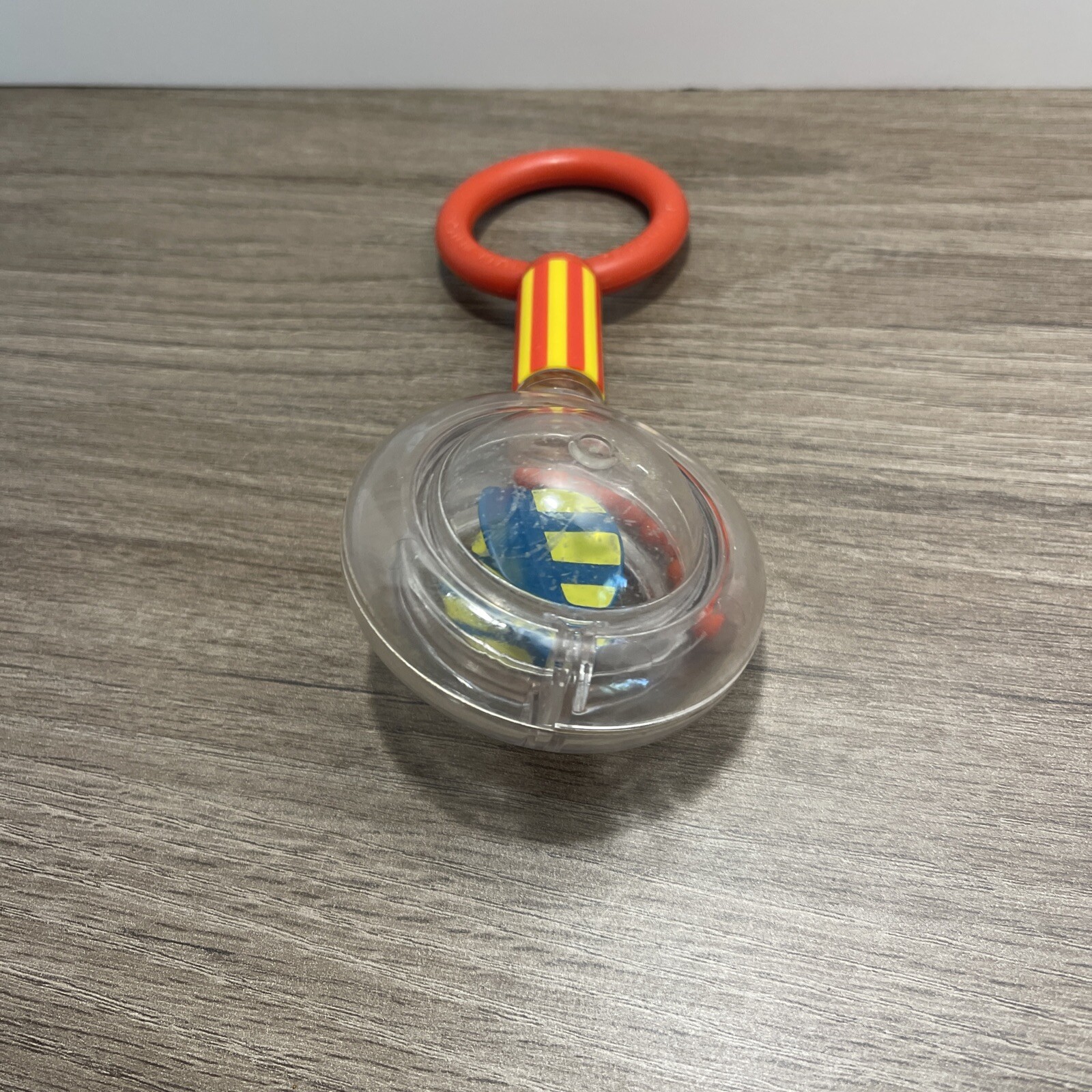 Johnson & Johnson Clear red yellow Baby Rattle Spinner vintage | eBay