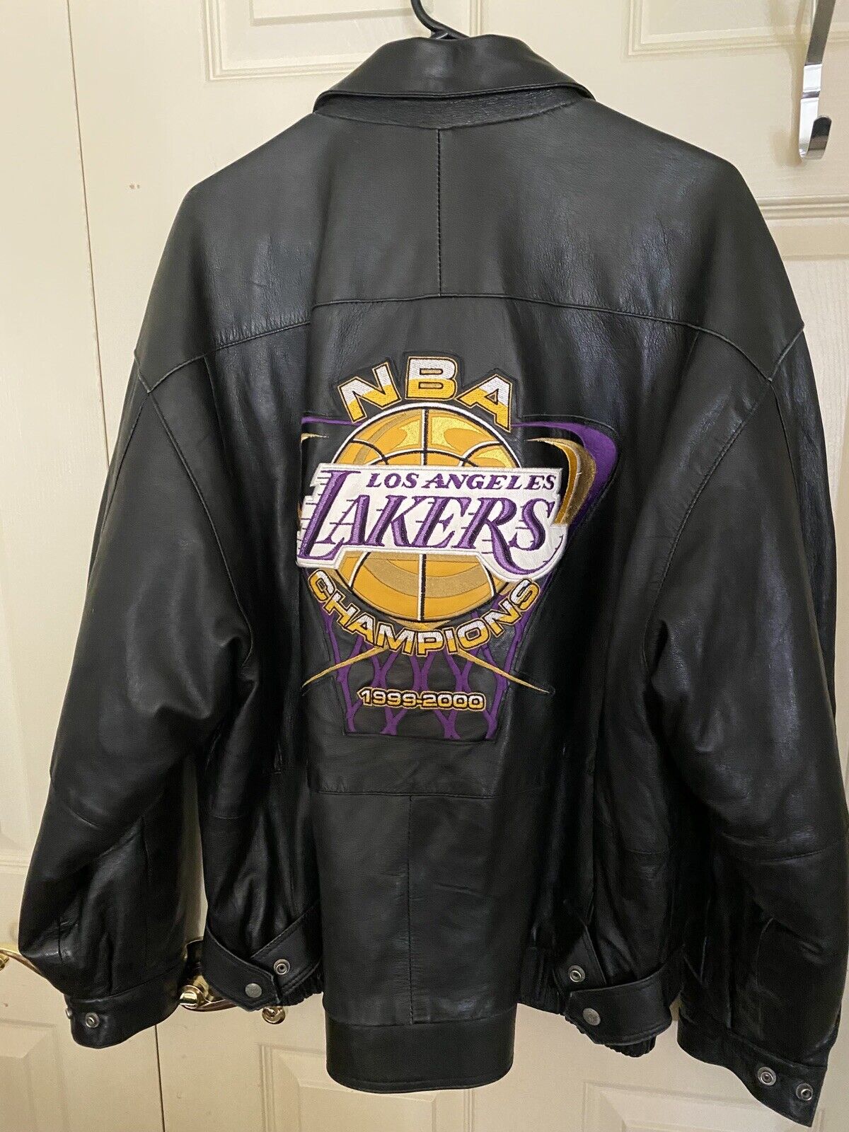 Jeff Hamilton 2000 NBA Champion Lakers Leather Jacket. Mens-Large