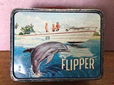 1966 FLIPPER METAL LUNCHBOX & THERMOS VINTAGE TIN LUNCH BOX | eBay