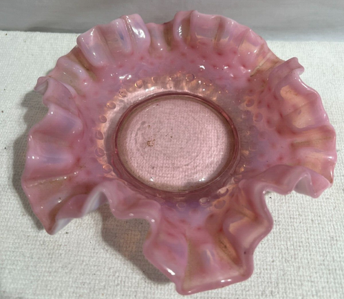 Fenton rosa Hobnail gewellte Bonboniere geraffte Kanten 50er Jahre Vintage - Bild 3 von 5