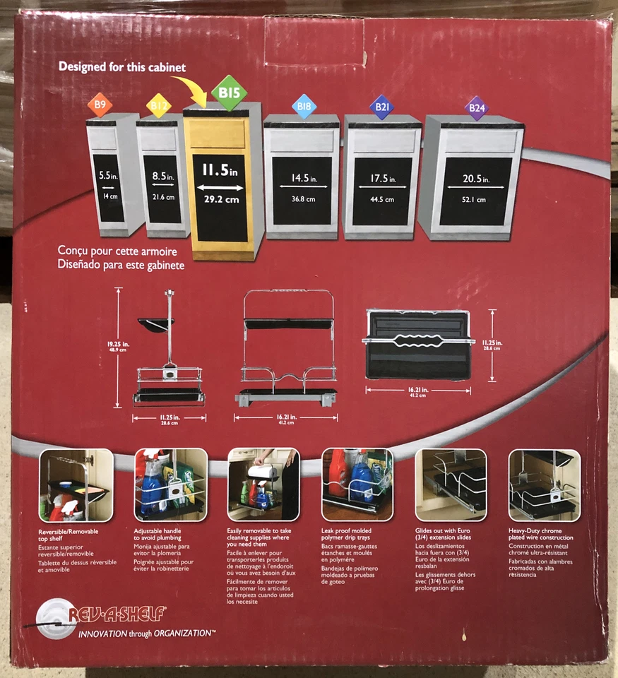 Rev-A-Shelf 11.25-in W x 19.5-in H Metal 1-Tier Cabinet Cleaning Caddy - Image 2 of 2