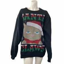 Santa Claws Sweatshirt Multicolored Pullover Large New Ugly Christmas Sweatshirt