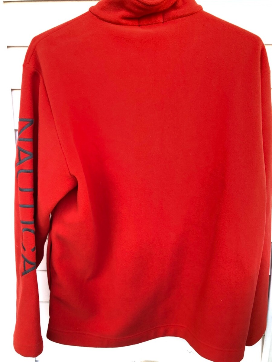 NAUTICA~LG~MENS~RUST~FLEECE~1/4 Zip~Mock Turtleneck~Long Sleeve