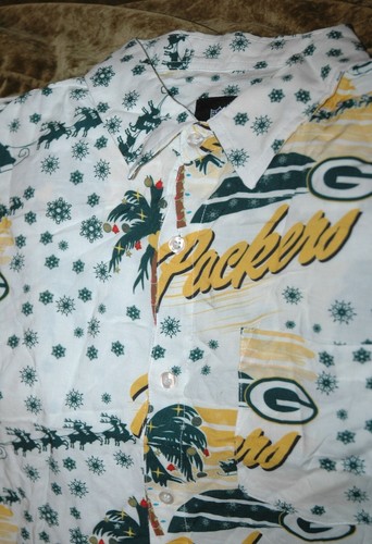 Green Bay Packers camicia invernale tropicale con bottoni uomo media NUOVA CON ETICHETTE NFL - Foto 2 di 5