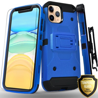 For iPhone 11 Case /11 Pro Max Phone Cover BeltClip + Screen Glass Protector