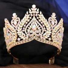 Queen of Spades, Diamond Crystal Crown, Gold Comb Crown, Pageant Crown, XL Size