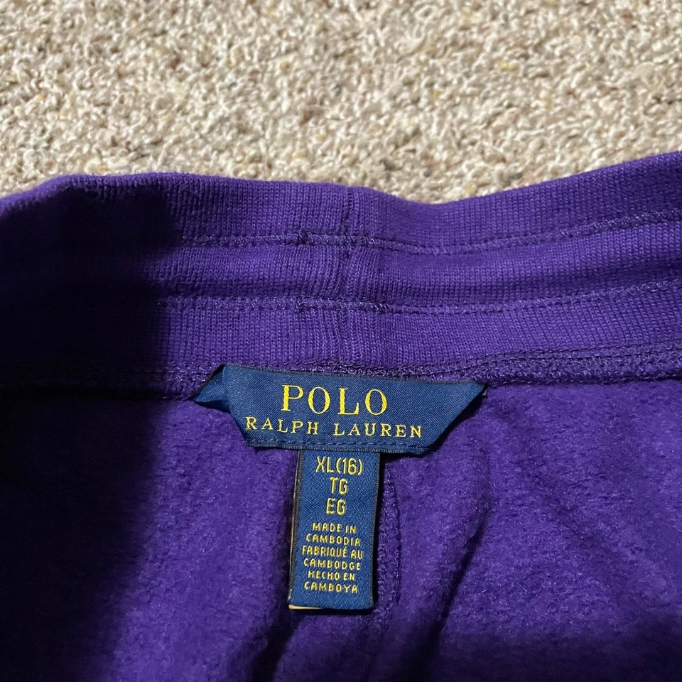 Pantalones deportivos Polo Ralph Lauren niños púrpura pierna ancha talla XL (16) cómodos Foto 4 de 4