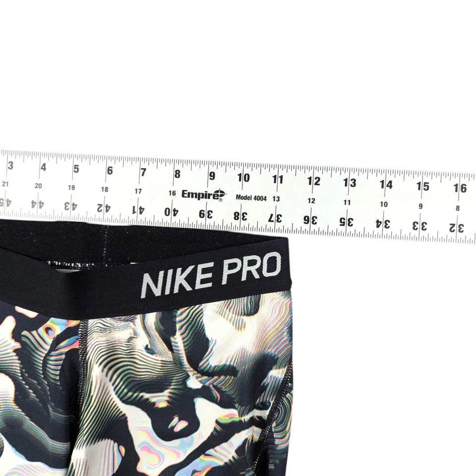 Nike Pro Women's Capri Pants Tight Fit SMALL Black White Grey Coral 889984-740 - Image 4 of 4