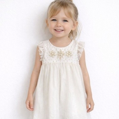 Baby Gap Toddler Flower Girls White Ivory Tulle Bling Rhinestone Party Dress 4T