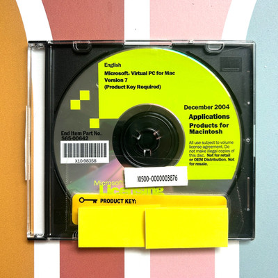 Microsoft Licensing Version 7 for Microsoft Virtual PC for Mac w/ Key