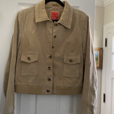 Isaac Mizrahi For Target Suede  Leather Bomber Style Jacket Fall Trend Sz L