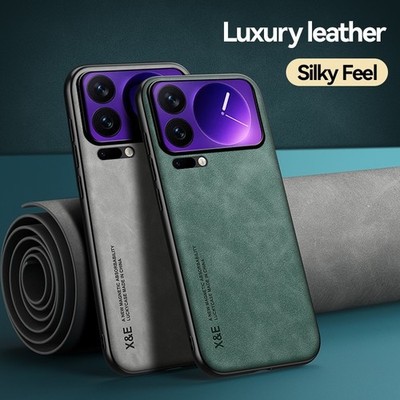 For XiaoMi 17 Pro, Luxury Business Retro Leather Soft Rubber Magnetic Case Cover