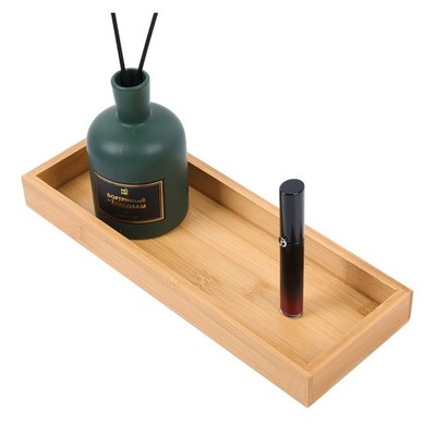 Natural Bamboo Vanity Tray, Sink Tray, Smooth and Thick Wooden Tray for Toile...
