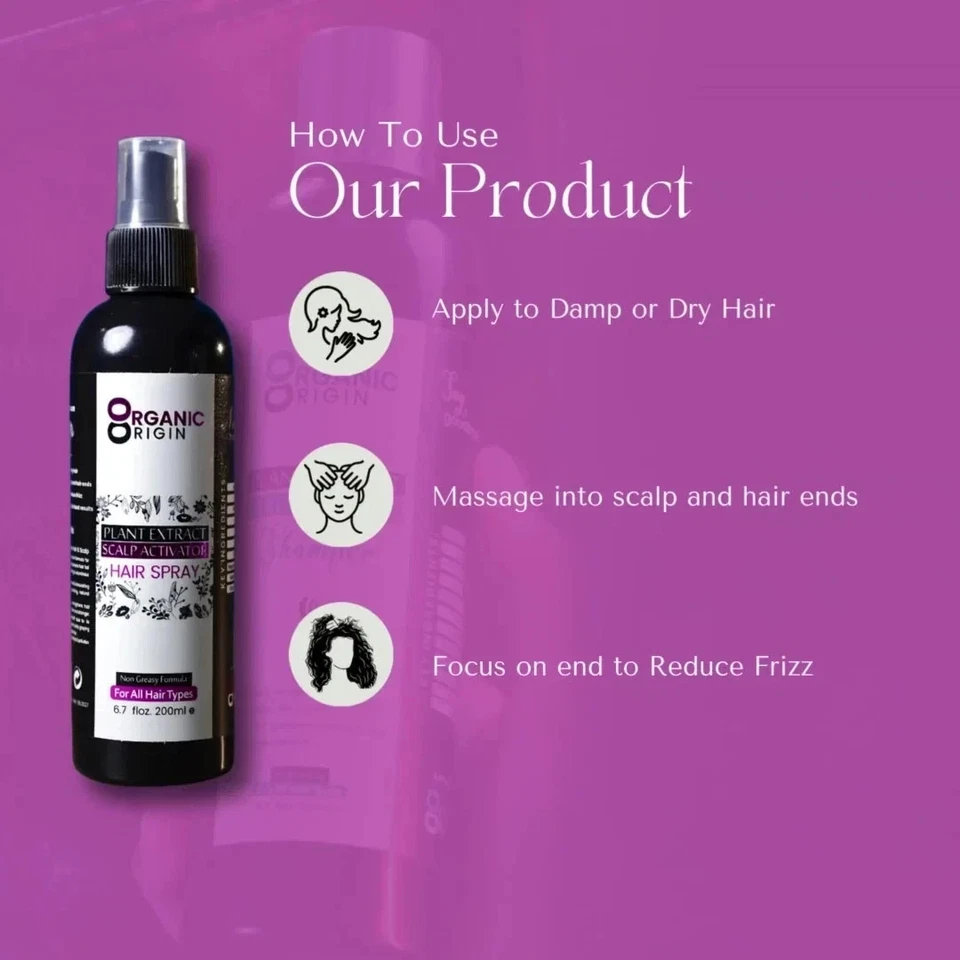 Hair Spray Organic Heat protection natural anti fungal frizz add volume strength - Image 3 of 4