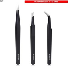 3PCS Precision Tweezers Set, Upgraded Anti-Static Stainless Steel