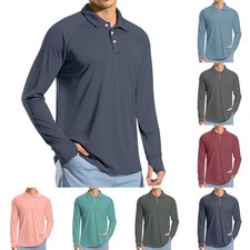 Men's Long Sleeve Golf Polo Shirt UPF 50+ Lightweight Sun Protection Cool Shirts