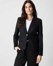 J. Crew Schoolboy Blazer Womens 2 Black Wool Twill Gold Button Lined Jacket