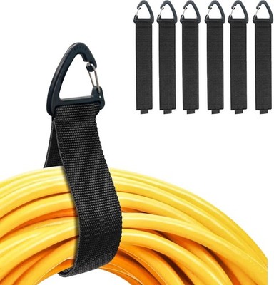 Schwerlast Aufbewahrungsgurte 6er Pack Haken und Schlaufe Riemen Kabel Organizer Schwarz 13''