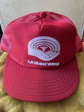 Vintage United Way Trucker Hat Cap Made In USA 90s Red Rope Snapback Mens