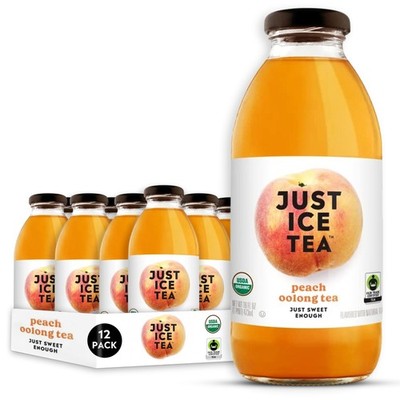 (Pack of 12) Just Ice Tea Tea Peach Oolong RTD Beverage 16 Fl Oz