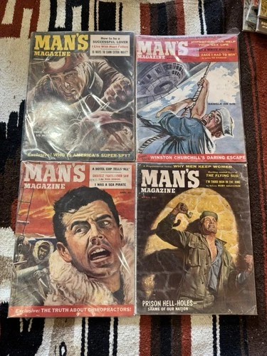 Lot of 8 1950s Man's Magazine/ Male/Men in adventure Magazines