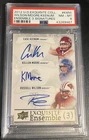 2012 UD EXQUISITE COLLECTION RUSSELL WILSON, MOORE, KEENUM AUTO #KMW 9/15 PSA 8