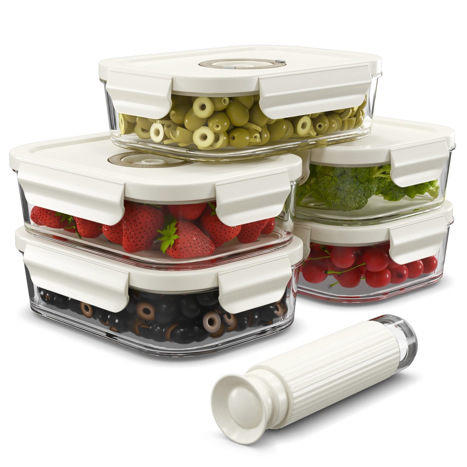 Set 5 Contenitori Sottovuoto in Vetro 1040ml con Pompa e Datario Online
