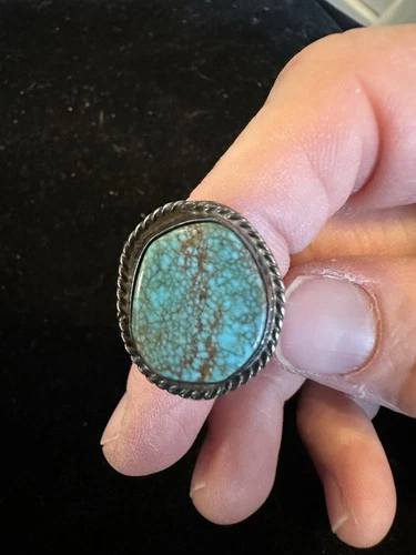 Vintage Silver From Mine#8? Turquoise Ring Native American/Southwestern Sz 5.5