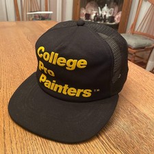 Vintage College Pro Painters Black Snapback Trucker Hat Cap made in USA