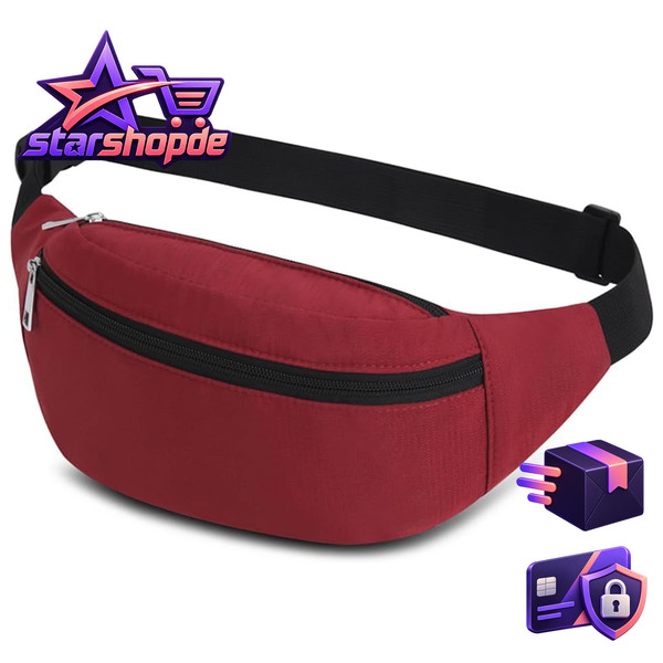 Bauchtasche GüRteltasche Wasserdicht Nylon Rot Sport Outdoor Reisen Herren Damen-image