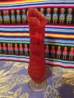 Vintage Fenton Blood Red & Yellow Amberina Hobnail Swung Vase (Circa. 1963)
