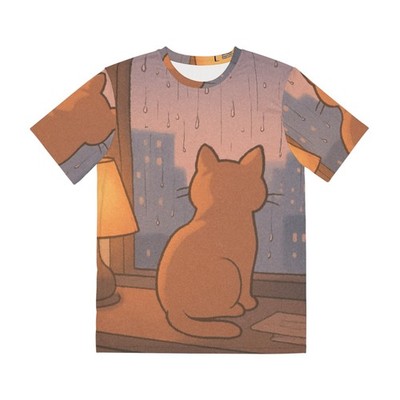 All Over Print T Shirt Lofi Chill Cat Looking Out At Rainy Window