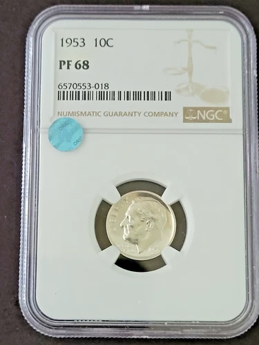 1953 Proof Roosevelt Dime NGC Graded PF 68 ***SIGHT WHITE***
