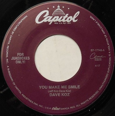 Dave Koz - You Make Me Smile - Used Vinyl Record 7 - G8100z