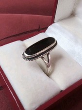 Classy Sterling Silver 925 Black Onyx Oval Shape Ring Size 7.25