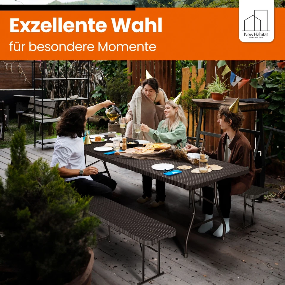 Kunststoff Bierzeltgarnitur Klappbar I 3er Set, Tisch + 2 Bank B-Ware Auktion - Bild 4 von 4