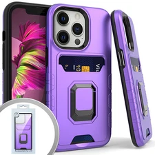 Emax Aluminum Hybrid w/Credit Card Slot for iPhone 13 Pro (6.1") - Purple