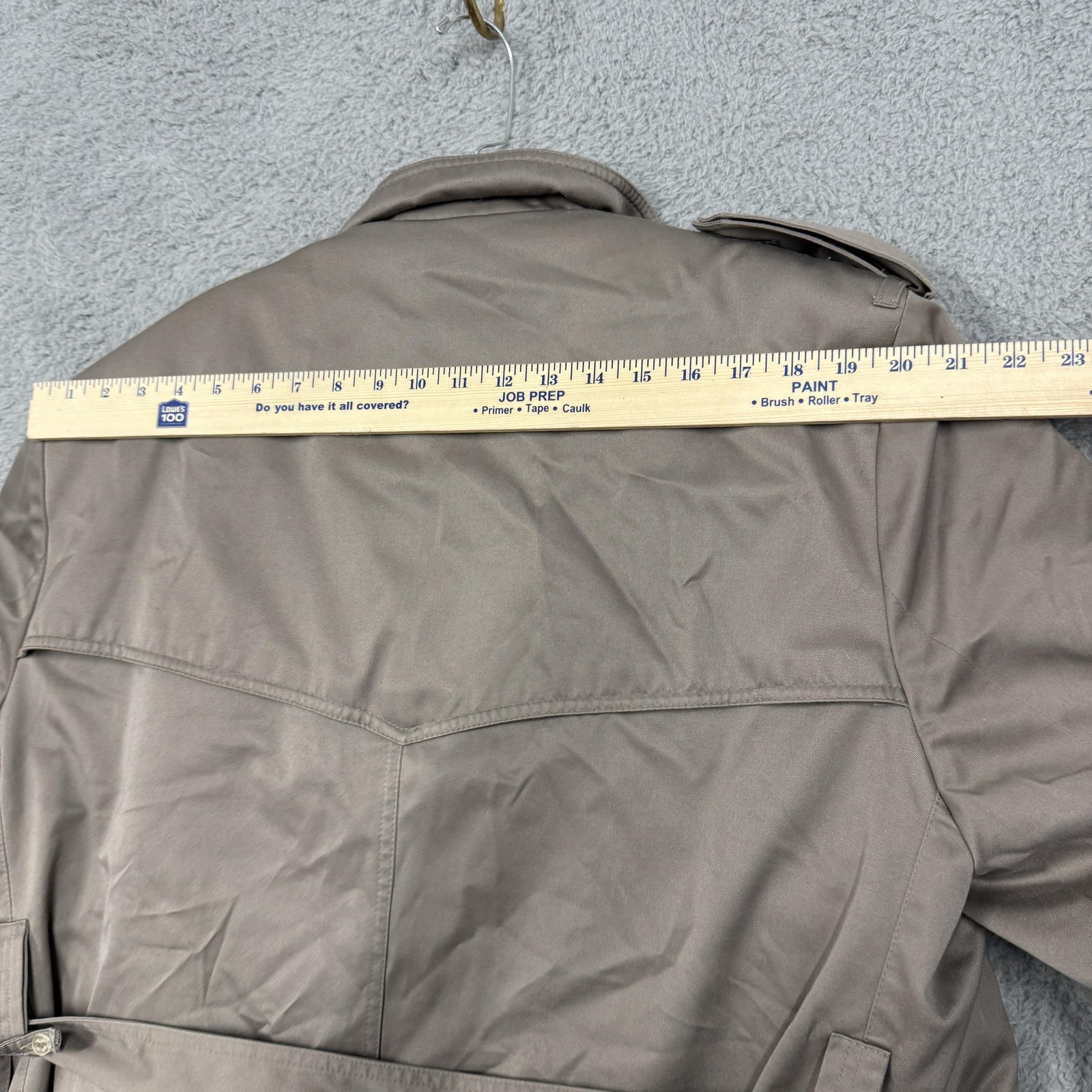 Vintage Towne London Fog Coat Mens 42 Short Tan Rain Trench Belted Lined 80s