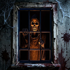 Halloween Window Cover Spooky Banner 31X47In Polyester