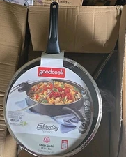 GOODCOOK 11'in  DEEP SAUTE NON-STICK SKILLET WITH LID BLACK & BLK HANDLE NEW 