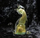 MCM Murano Art Glass Cat Sculpture 24K Gold Fleck Artist Signed & Original Label