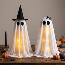 2 Pack Ghost Halloween Decor Lights - Witch Hat Table Ghost Lights
