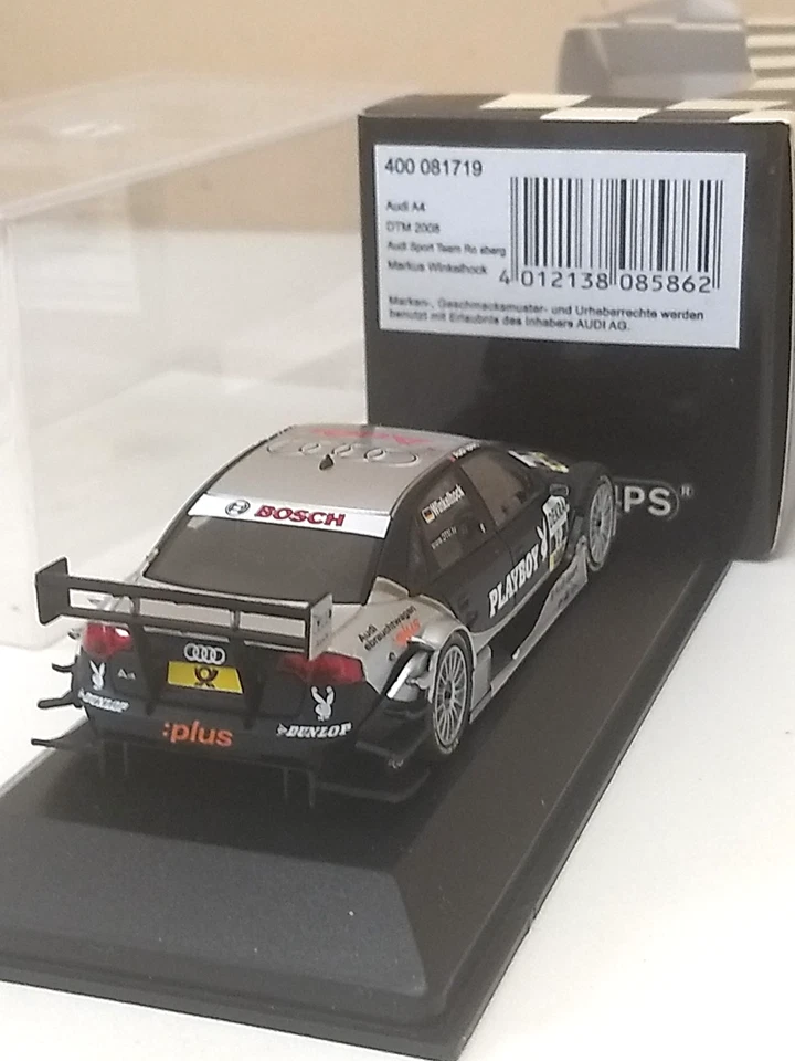 MINICHAMPS 1/43 400081719 AUDI A4 DTM 2008 #19 M. WINKELHOCK "PLAYBOY" 1104 pcs - Immagine 2 di 4