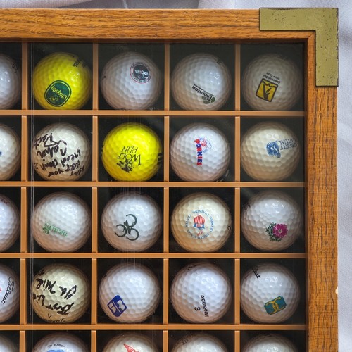 49 Golfball Vitrine Schrank Wandregale HALTER HOLZ +BÄLLE INKLUSIVE - Bild 4 von 10