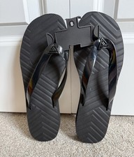 Guess Womens 8 Black Triangle Logo Flip Flops Thong Casual Beach Vacation NWOB