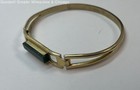 VNTG Avon Gold Tone Faux Jade Hinged Bangle Bracelet 12.4g — photo 5