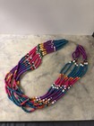 Lote de Collares Vintage Multi Hilo Madera Cuentas Hoja Distintiva Colgante Ecléctico
