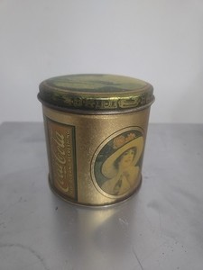 Coca-Cola Vintage Gold Victorian Style Tin, Vintage Coca-Cola Antiqued Candy Tin