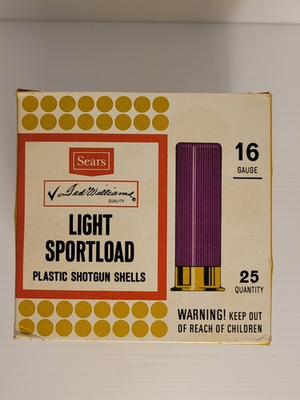 #ad Sears Ted Williams 16 Gauge Shotgun Shells Empty Box $6.00